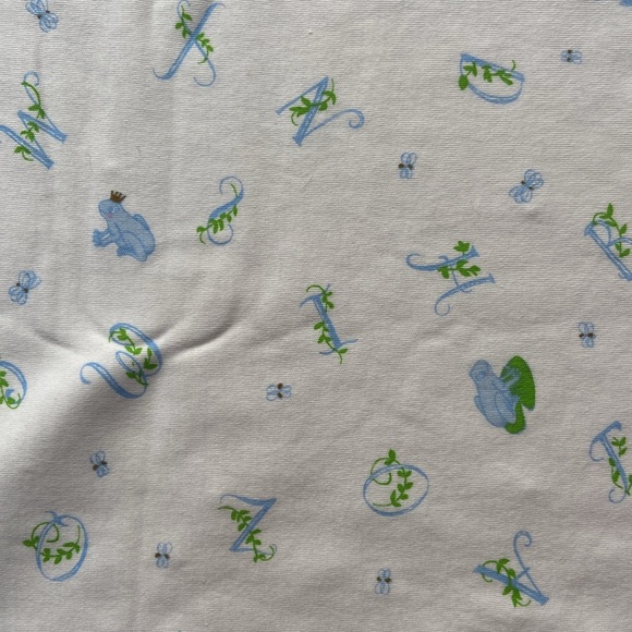 NWOT TBBC Frog Prince ABCs Blue Trim Buggy Blanket 100% Cotton - Picture 3 of 6